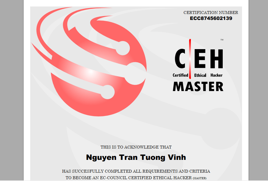 🎓CƠ HỘI LẤY CHỨNG CHỈ  CEH MASTER – ĐỈNH CAO CỦA CERTIFIED ETHICAL HACKING ECCOUNCIL VÓI GIÁ TỐT NHẤT , CÓ BẢO&nbsp;HIỂM